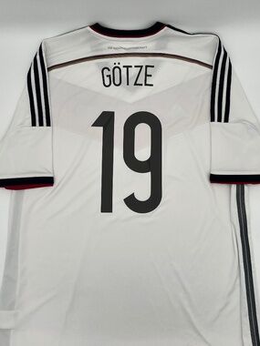 Germany 2014/2015 Home Authentic adidas Götze #19 Jersey XXL Men White